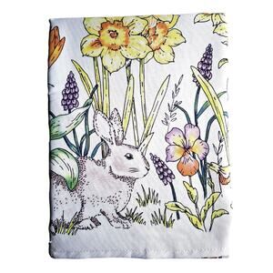 RACHEL ASHWELL Spring Easter Bunny Rabbit 60 x 120" Floral Tulips Tablecloth NEW